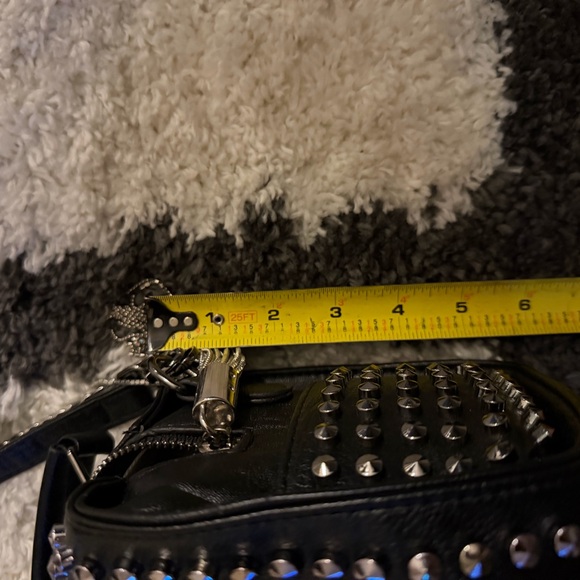 Black Studded Vegan Leather Crossbody Bag - Picture 7 of 9